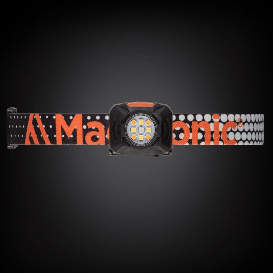 Фонарь налобный Mactronic Rebel 400 Lm LED теплый/холодный/красный Type-C оранжевый
