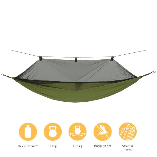 Гамак туристический Grand Canyon Bass Mosquito Hammock с москитной сеткой 320x150 см Оливковый