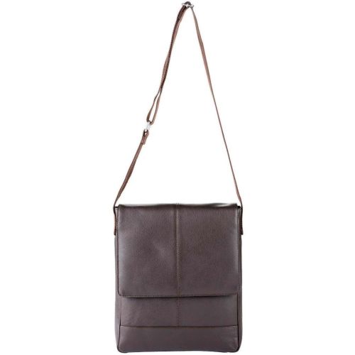 Мужская вертикальная кожаная сумка-почтальон Livergy IAN317180 Темно-коричневая