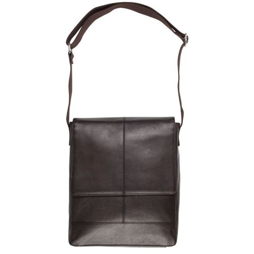 Мужская вертикальная кожаная сумка-почтальон Livergy IAN317180 Темно-коричневая