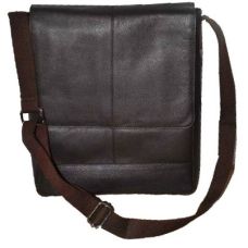Мужская вертикальная кожаная сумка-почтальон Livergy IAN317180 Темно-коричневая