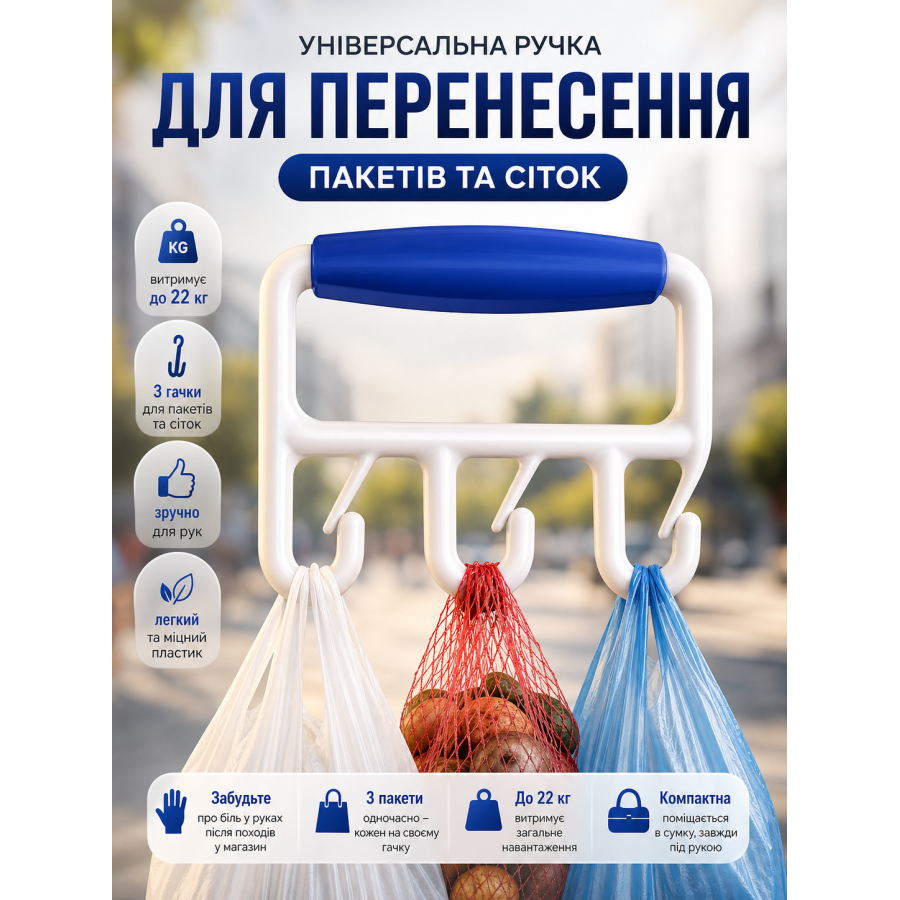 Универсальная ручка для переноски пакетов и овощных сеток  Bag Buddy