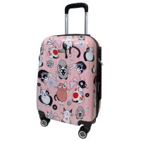 Чемодан маленький Worldline Airtex 809 Cat поликарбонат 55×39×20 см 35 л Розовый