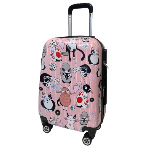 Чемодан маленький Worldline Airtex 809 Cat поликарбонат 55×39×20 см 35 л Розовый