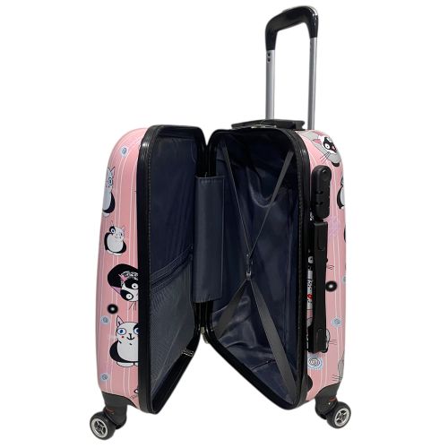 Чемодан маленький Worldline Airtex 809 Cat поликарбонат 55×39×20 см 35 л Розовый