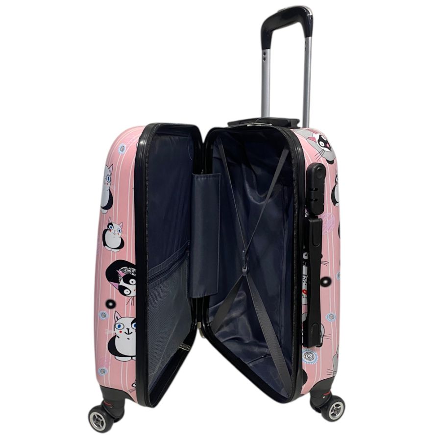 Чемодан маленький Worldline Airtex 809 Cat поликарбонат 55×39×20 см 35 л Розовый