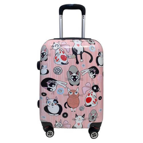 Чемодан маленький Worldline Airtex 809 Cat поликарбонат 55×39×20 см 35 л Розовый