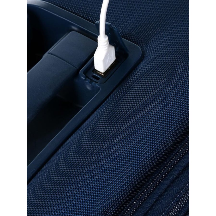 Чемодан маленький Airtex 829 полиэстер TSA замок USB-порт Темно-синий