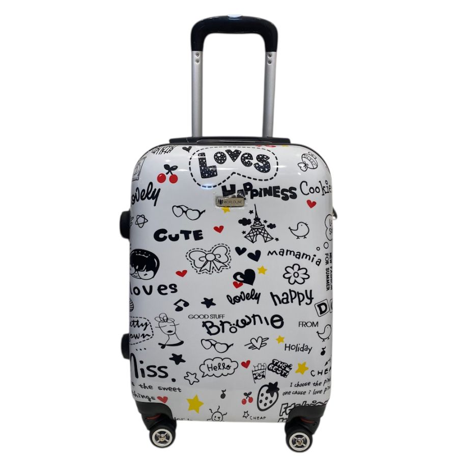 Чемодан маленький Worldline Airtex 809/love поликарбонат 55×39×20 см Разноцветный