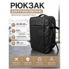 Рюкзак Bordlite JBBP336 для ручной клади лоукост 40x30x20 см полиэстер Черный