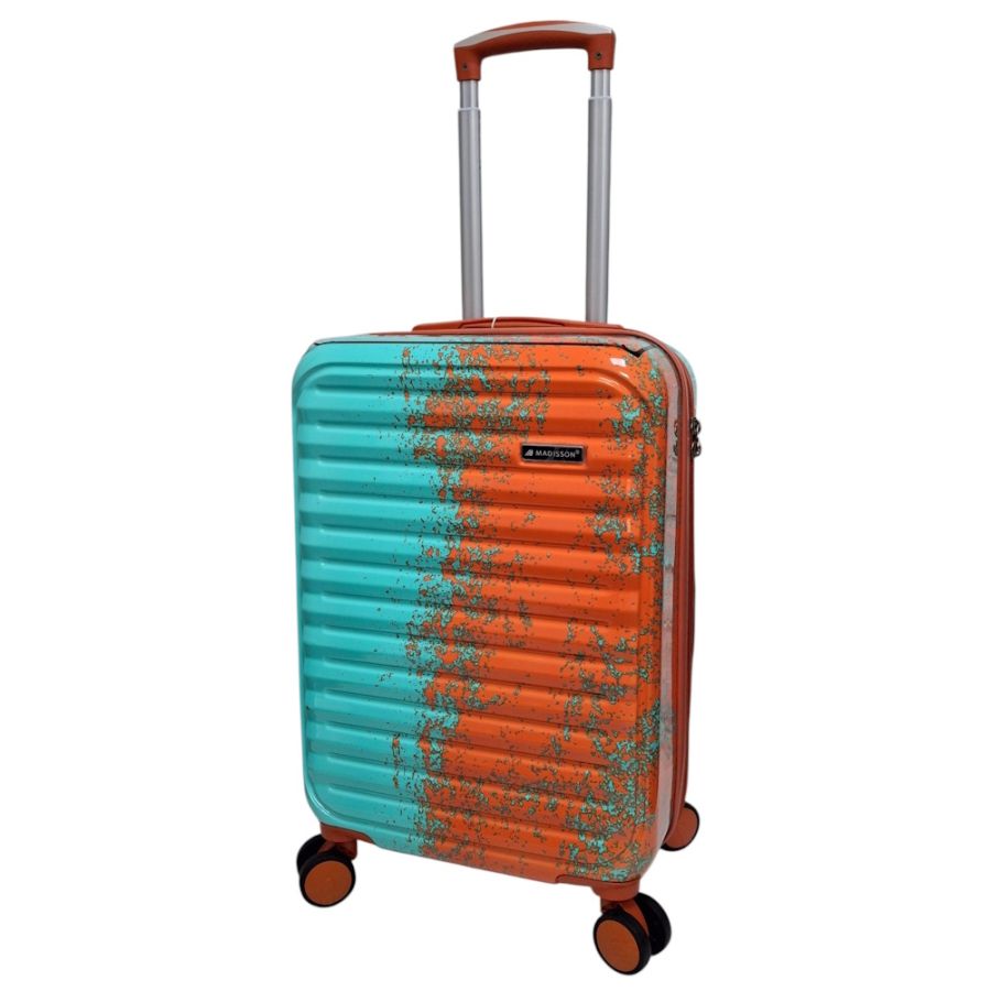 Чемодан маленький для ручной клади Madisson Snowball 65203 S 56x36x23 см поликарбонат Зелёно-оранжевый