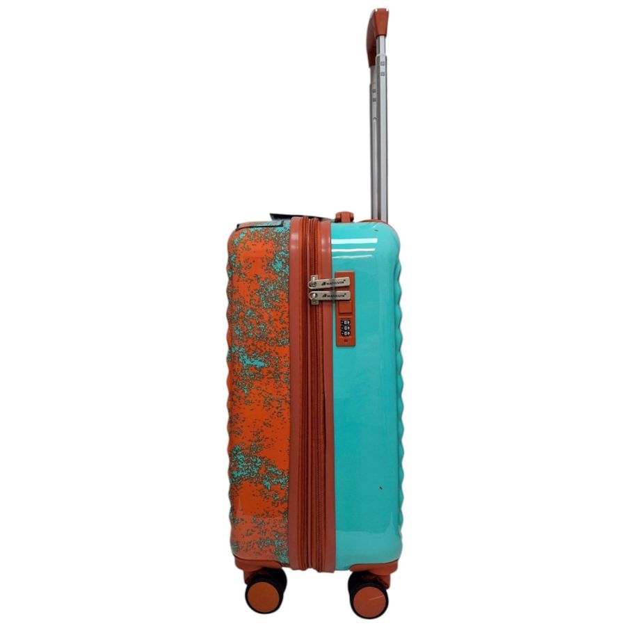 Чемодан маленький для ручной клади Madisson Snowball 65203 S 56x36x23 см поликарбонат Зелёно-оранжевый