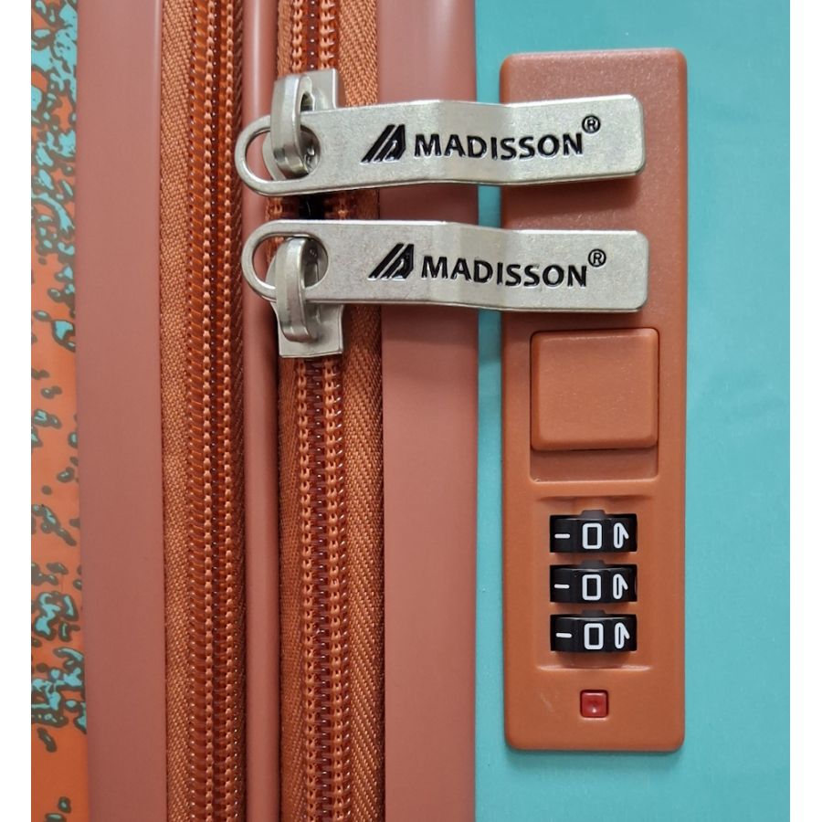 Чемодан средний Madisson Snowball 65203 M 66x43x27 см поликарбонат Зелёно-оранжевый