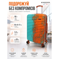 Чемодан средний Madisson Snowball 65203 M 66x43x27 см поликарбонат Зелёно-оранжевый