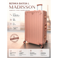 Чемодан большой L Madisson Snowball 66503 L 74x49x31 см 100% поликарбонат на защелках Розовое золото