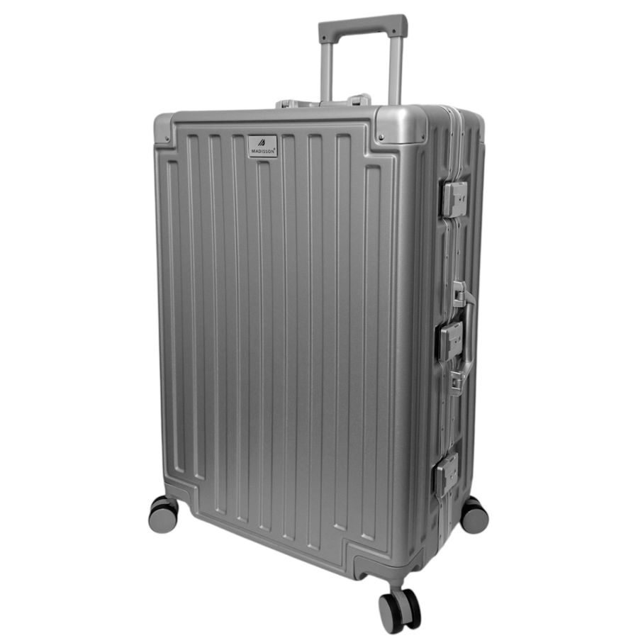 Чемодан большой L Madisson Snowball 66503 L 74x49x31 см 100% поликарбонат на защелках Серебряный