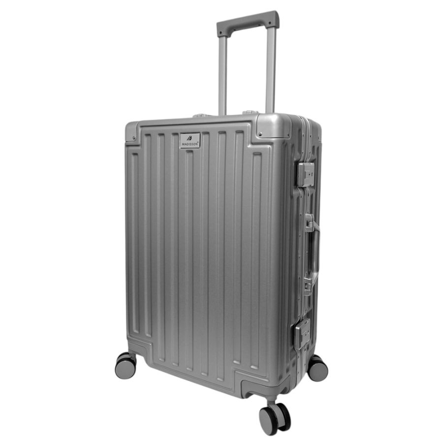 Чемодан средний M Madisson Snowball 66503 M 64x43x26 см 100% поликарбонат на защелках Серебряный