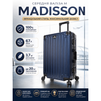 Чемодан средний M Madisson Snowball 66503 M 64x43x26 см 100% поликарбонат на защелках Темно-синий