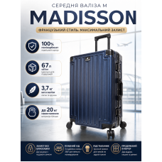 Чемодан средний M Madisson Snowball 66503 M 64x43x26 см 100% поликарбонат на защелках Темно-синий