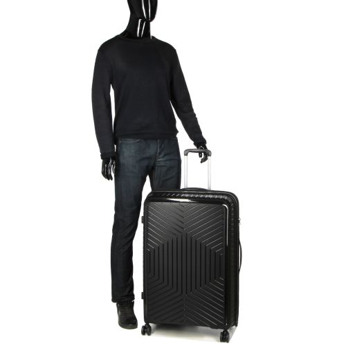 Чемодан большой L полипропилен с расширением  Snowball 20103 77,5×53,5×32,5см 116+17л Черный