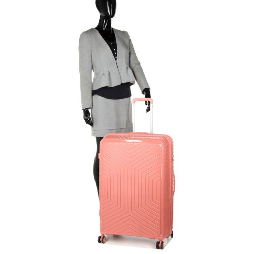 Чемодан большой L полипропилен с расширением  Snowball 20103 77,5×53,5×32,5см 116+17л Розовое золото