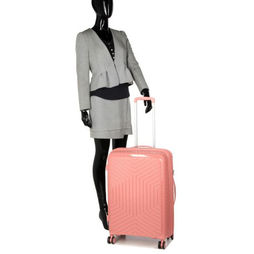 Чемодан средний M полипропилен с расширением Snowball 20103 67,5×47,5×26,5см 71+12л Розовое золото