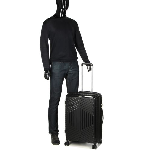 Чемодан средний M полипропилен с расширением Snowball 20103 67,5×47,5×26,5см 71+12л Черный