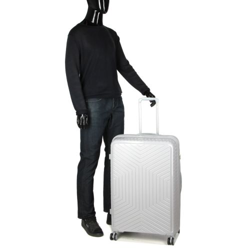 Чемодан большой L полипропилен с расширением  Snowball 20103 77,5×53,5×32,5см 116+17л Серебряный