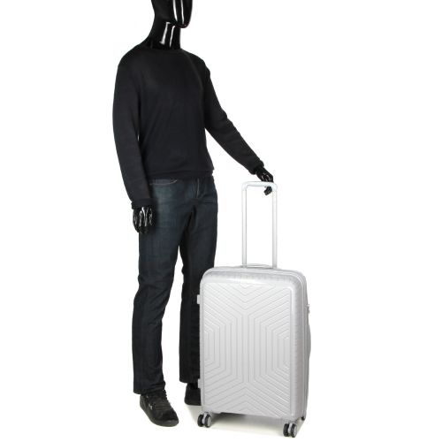 Чемодан средний M полипропилен с расширением Snowball 20103 67,5×47,5×26,5см 71+12л Серебряный