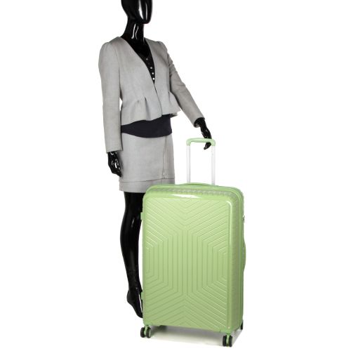 Чемодан большой L полипропилен с расширением  Snowball 20103 77,5×53,5×32,5см 116+17л Зеленый