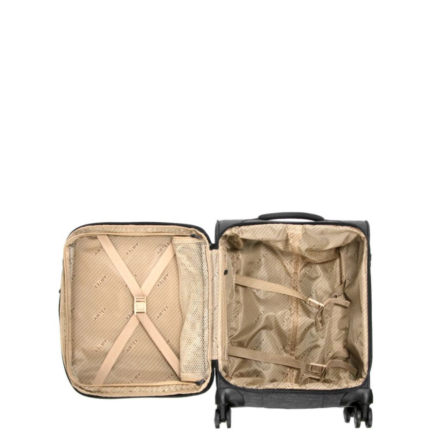 Чемодан маленький S тканевый Airtex 6659 54x40x23см 50л Серый