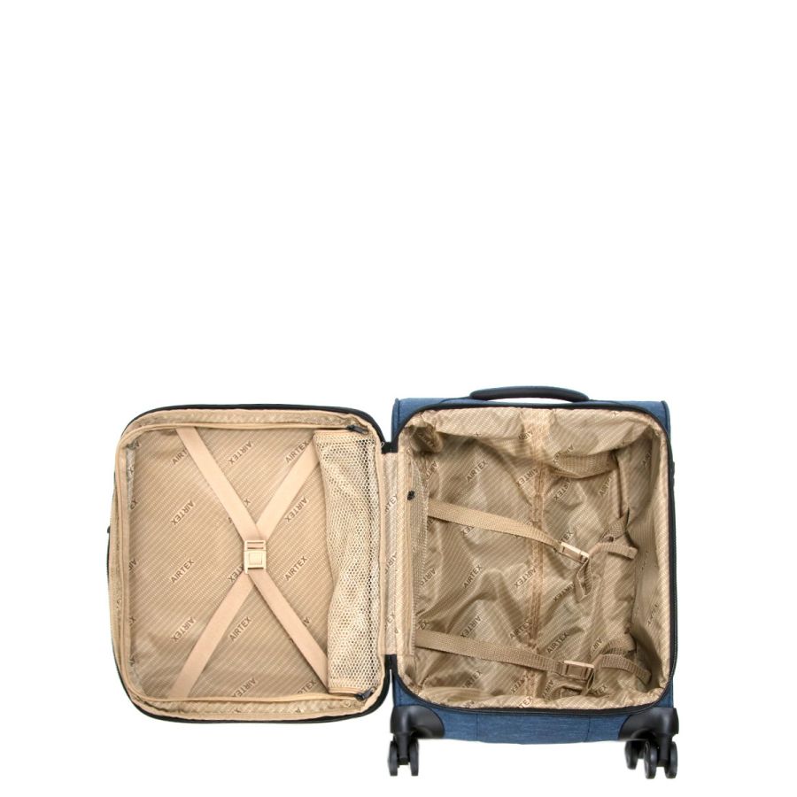 Чемодан маленький S тканевый Airtex 6659 54x40x23см 50л Синий