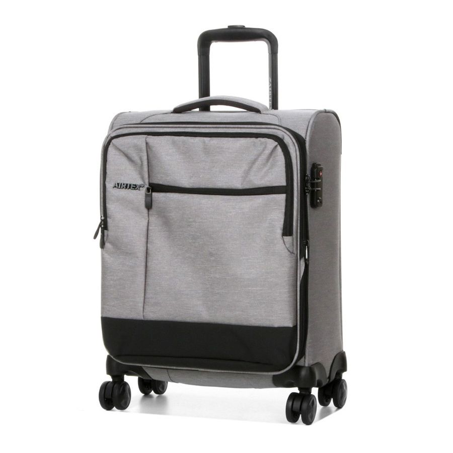 Чемодан маленький S тканевый Airtex 6659 54x40x23см 50л Серебряный