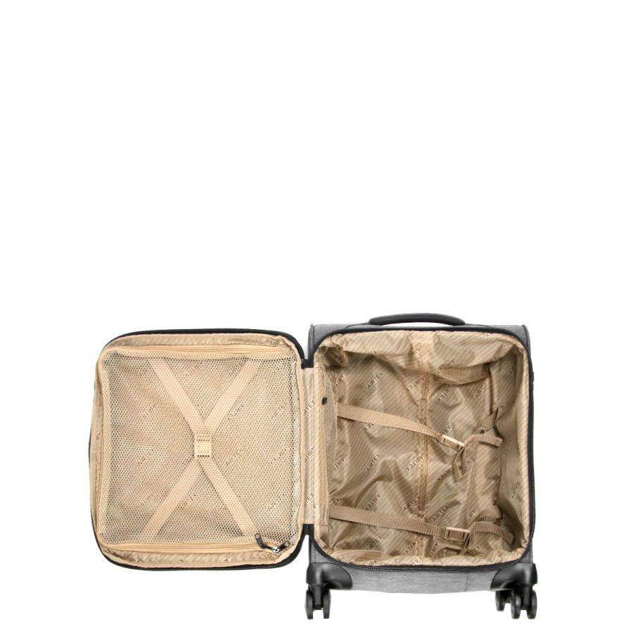 Чемодан маленький S тканевый Airtex 6659 54x40x23см 50л Серебряный