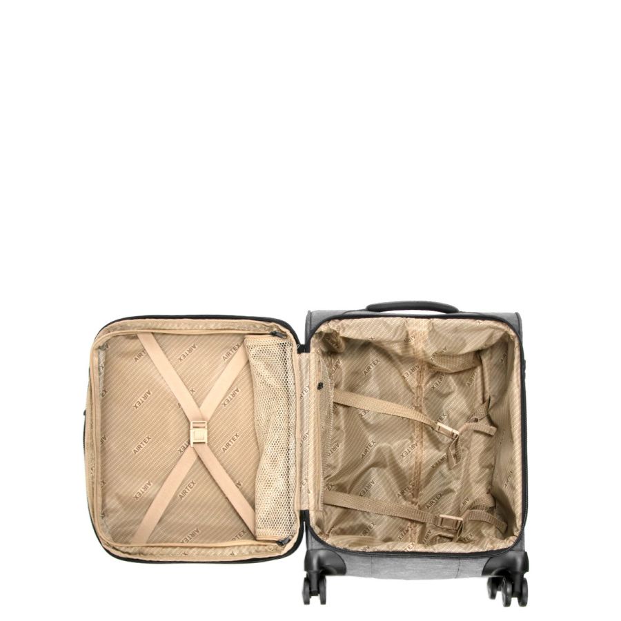 Чемодан маленький S тканевый Airtex 6659 54x40x23см 50л Серебряный
