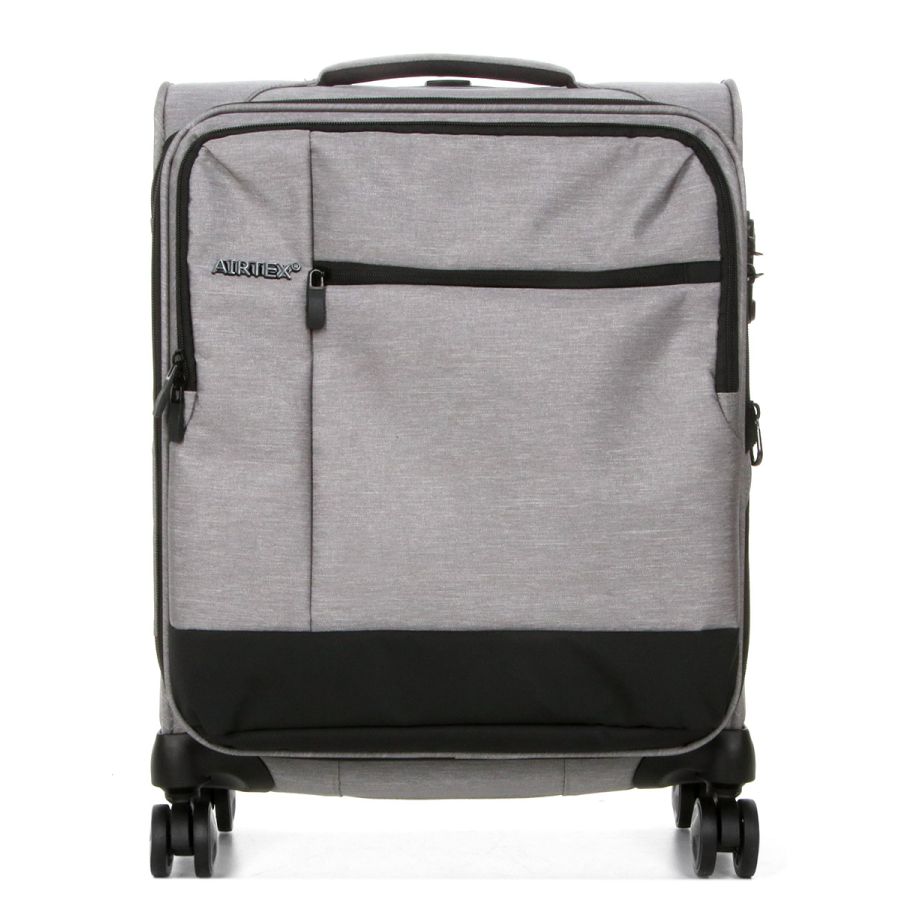Чемодан маленький S тканевый Airtex 6659 54x40x23см 50л Серебряный