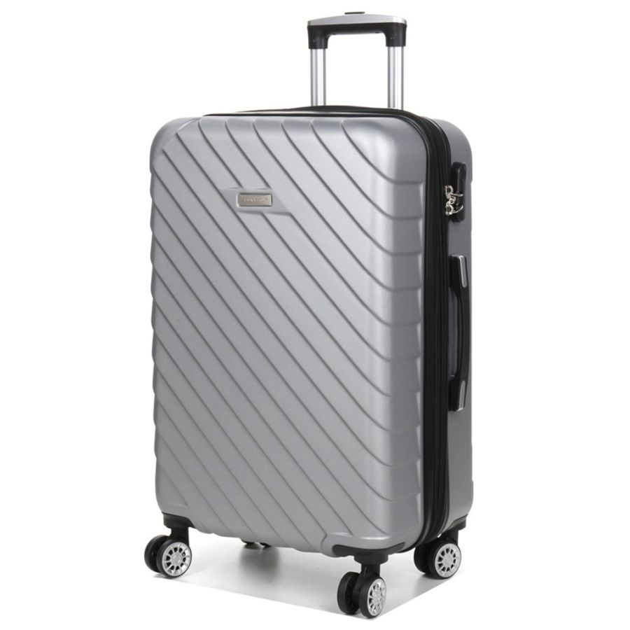 Чемодан средний M ABS-пластик Madisson Snowball 03403 68х44х27см 68+13л Серебряный