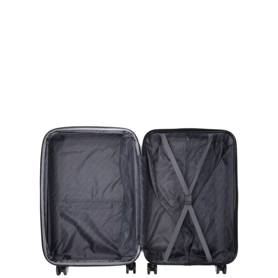 Чемодан средний M ABS-пластик Madisson Snowball 03403 68х44х27см 68+13л Серебряный