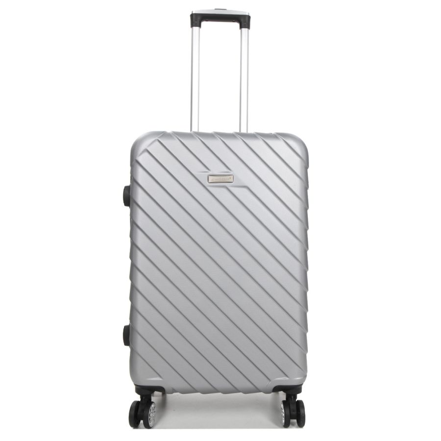 Чемодан средний M ABS-пластик Madisson Snowball 03403 68х44х27см 68+13л Серебряный