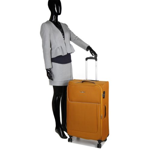 Чемодан большой L тканевый Snowball 22204 80×46×28см 99+18см Оранжевый