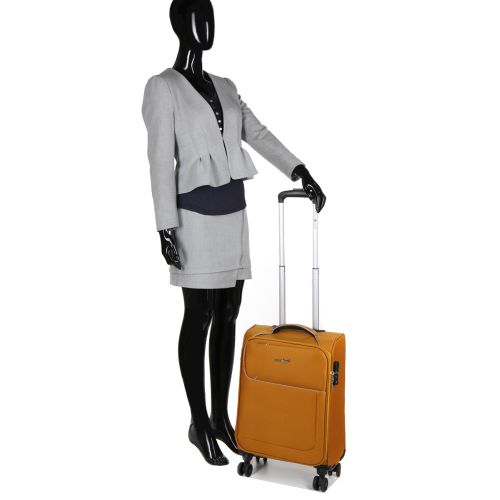 Чемодан маленький S тканевый Snowball 22204 58×36×22см 35+9см Оранжевый