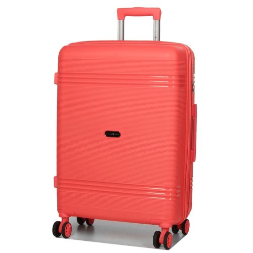 Чемодан средний M полипропилен Snowball 21204 67×47×27см 66+13л Коралловый