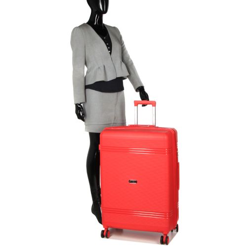 Чемодан большой L полипропилен Snowball 21204 76,5×53×31см 99+18л Красный