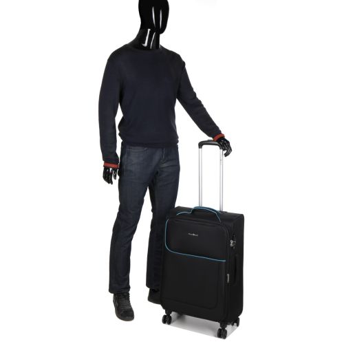 Чемодан средний M тканевый Snowball 22204 69×41×24см 65+13см Черный