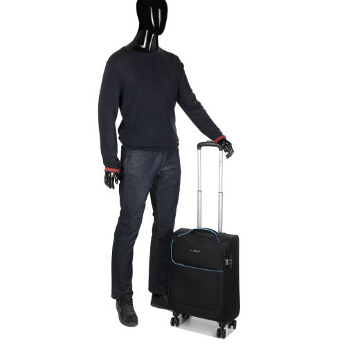 Чемодан маленький S тканевый Snowball 22204 58×36×22см 35+9см Черный