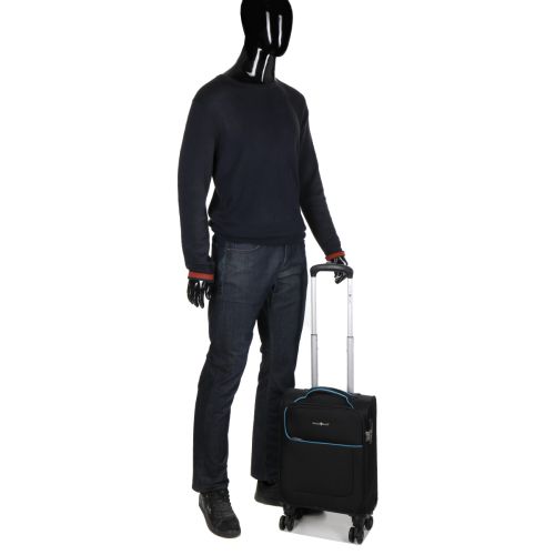 Чемодан мини XS тканевый Snowball 22204 46×33×18см 28+7см Черный