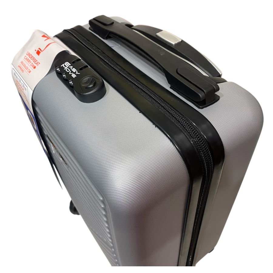Чемодан Easy Move 002 мини XS 40x30x20 см, ABS, 4 колеса, кодовый замок, 20 л, Серебряный