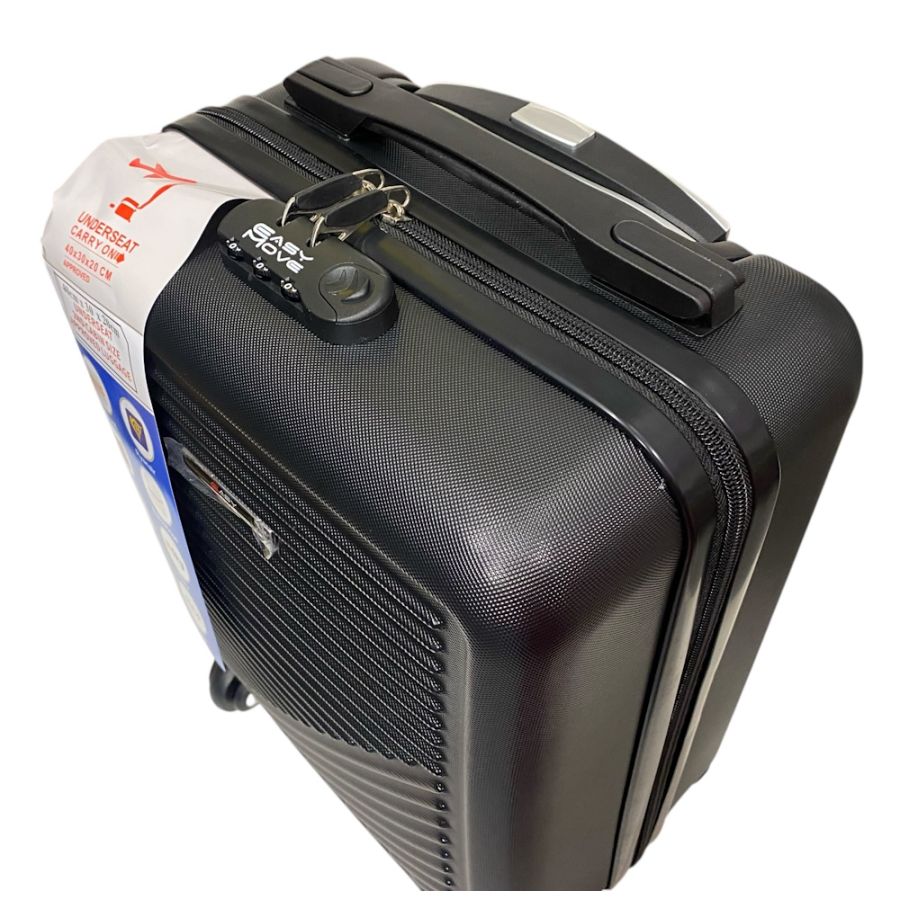 Чемодан Easy Move 002 мини XS 40x30x20 см, ABS, 4 колеса, кодовый замок, 20 л, Черный