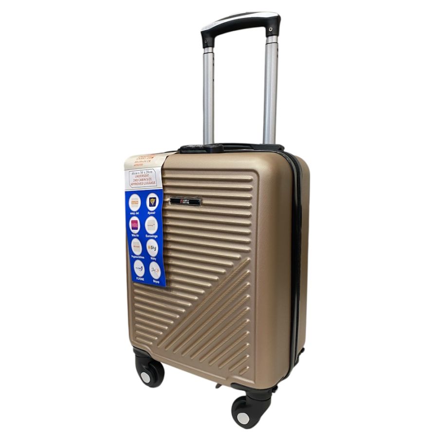 Чемодан Easy Move 002 мини XS 40x30x20 см, ABS, 4 колеса, кодовый замок, 20 л, Шампань