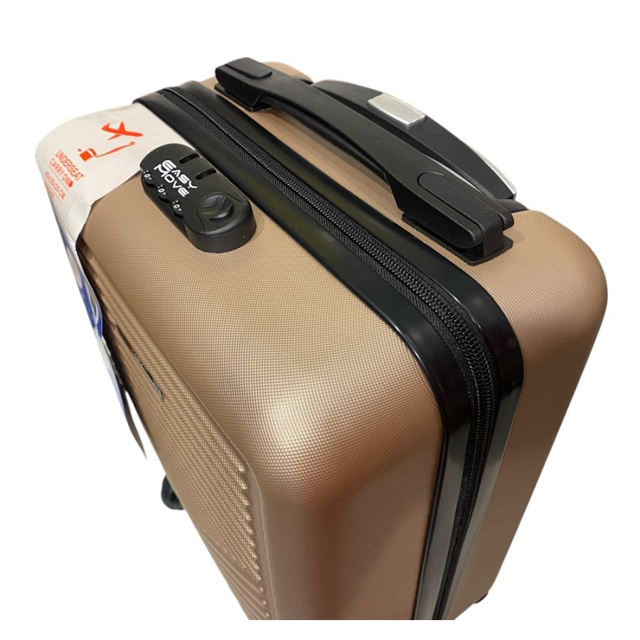 Чемодан Easy Move 002 мини XS 40x30x20 см, ABS, 4 колеса, кодовый замок, 20 л, Шампань
